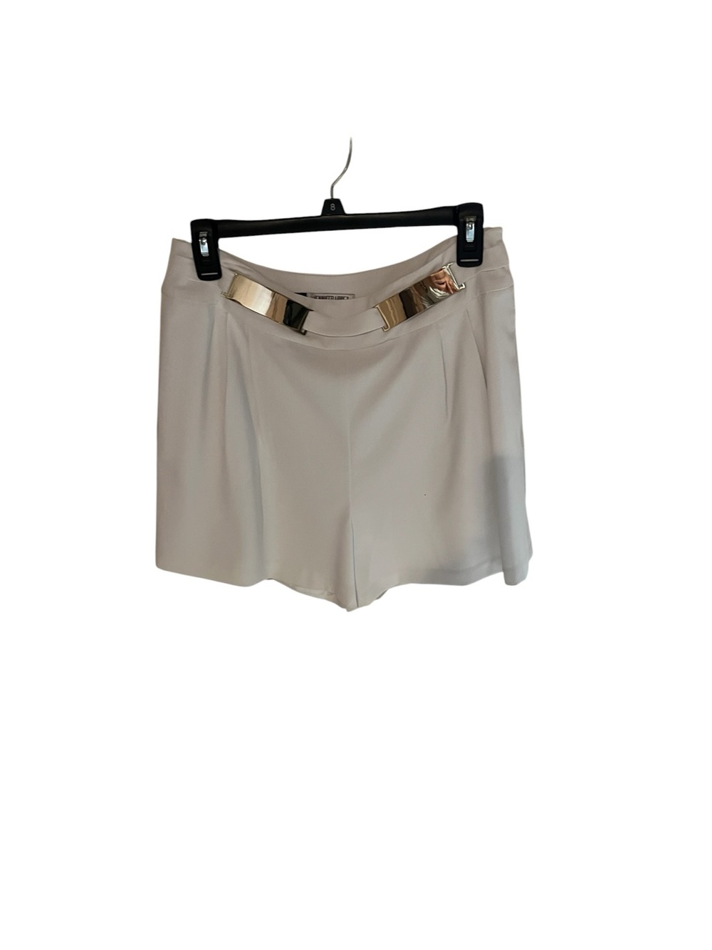 Jennifer Lopez Cream Dress Shorts with Gold Waist Trim